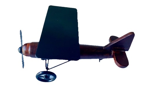 Holz Mahagoni 12" Schreibtisch Flugzeug 7" Spannweite Metallteile - Bild 3 von 4