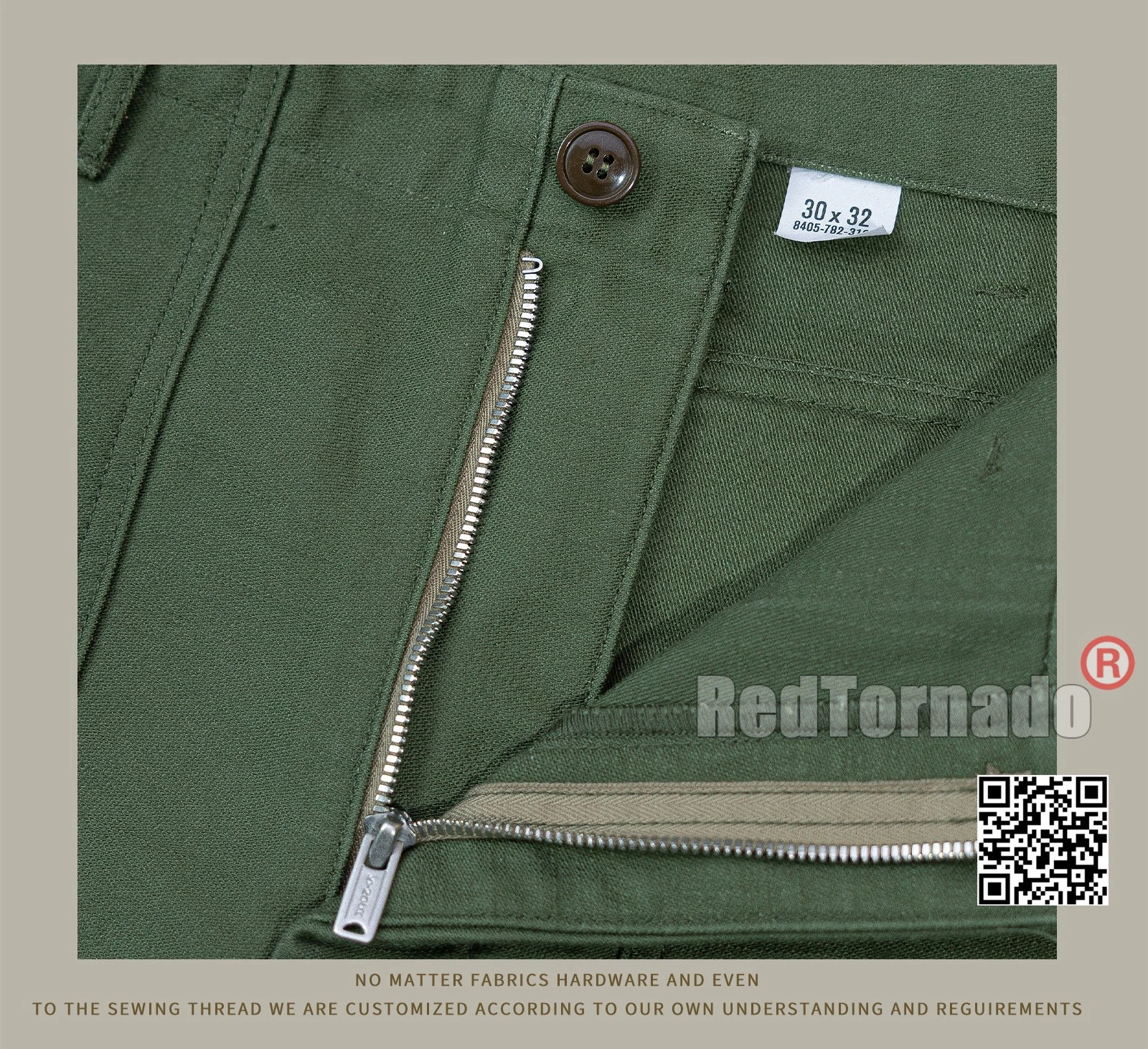 Red Tornado Vintage OG-107 Field Trousers 15OZ Men Military Pants Loose Sateen - Picture 10 of 24