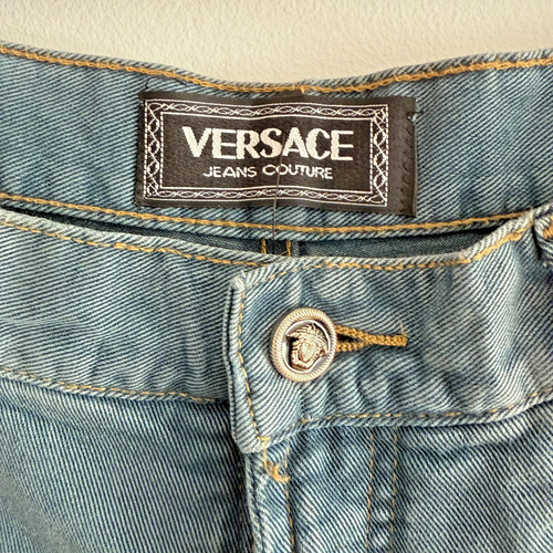 Vintage Versace Jeans Couture Herren Größe 34 Knall Medusa Metal Logo Denim Blau - Bild 3 von 22