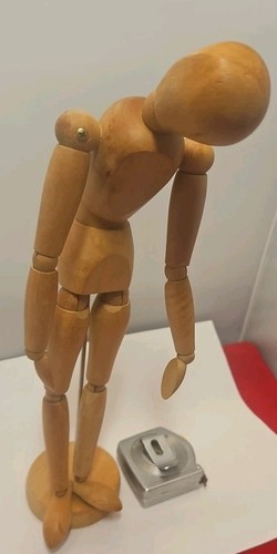 Wooden FIgure Posable Artist Jointed  Sketch Model Natural Wood Approximate 13” - Picture 6 of 7