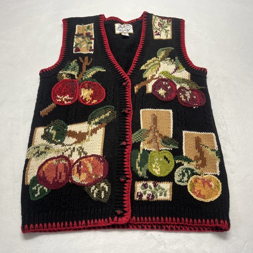Vintage 90s Heirloom Collectibles M Harvest Herbst Autumn Apple Teacher Sweater Vest - Bild 13 von 13