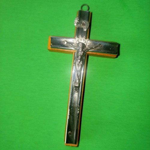 Kruzifix Polen "Schwarze Madonna" 1987 Tschenstachau Kreuz Metall & Holz Patina - Bild 5 von 16