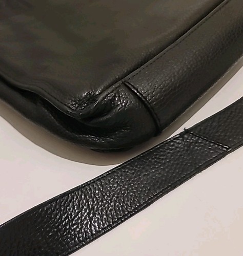 Pebbled Black Leather Messenger Bag Cole Haan Laptop Bag - Picture 7 of 17