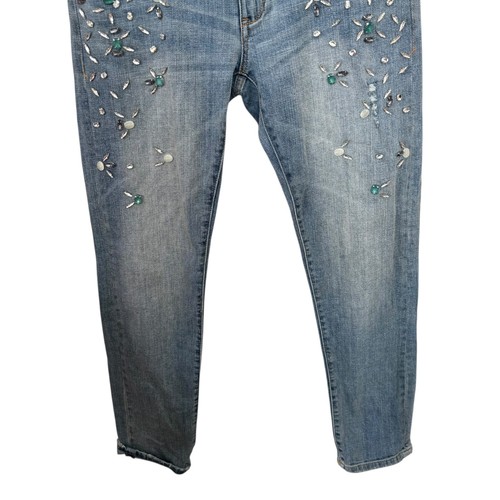 Pilcro And The Letterpress Anthropologie Bindestrich mit Schmucksteinen mittelhoher Bund Jeans Größe 25 - Bild 5 von 9