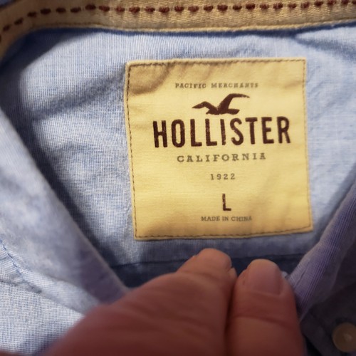 Camisa para hombre Hollister azul con botones manga larga talla L - Imagen 2 de 5