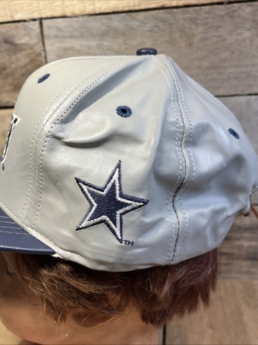 Vintage 90’s Dallas Cowboys Modern Brand Leather Snapback Hat Cap NWT Grey Blue - Bild 8 von 24