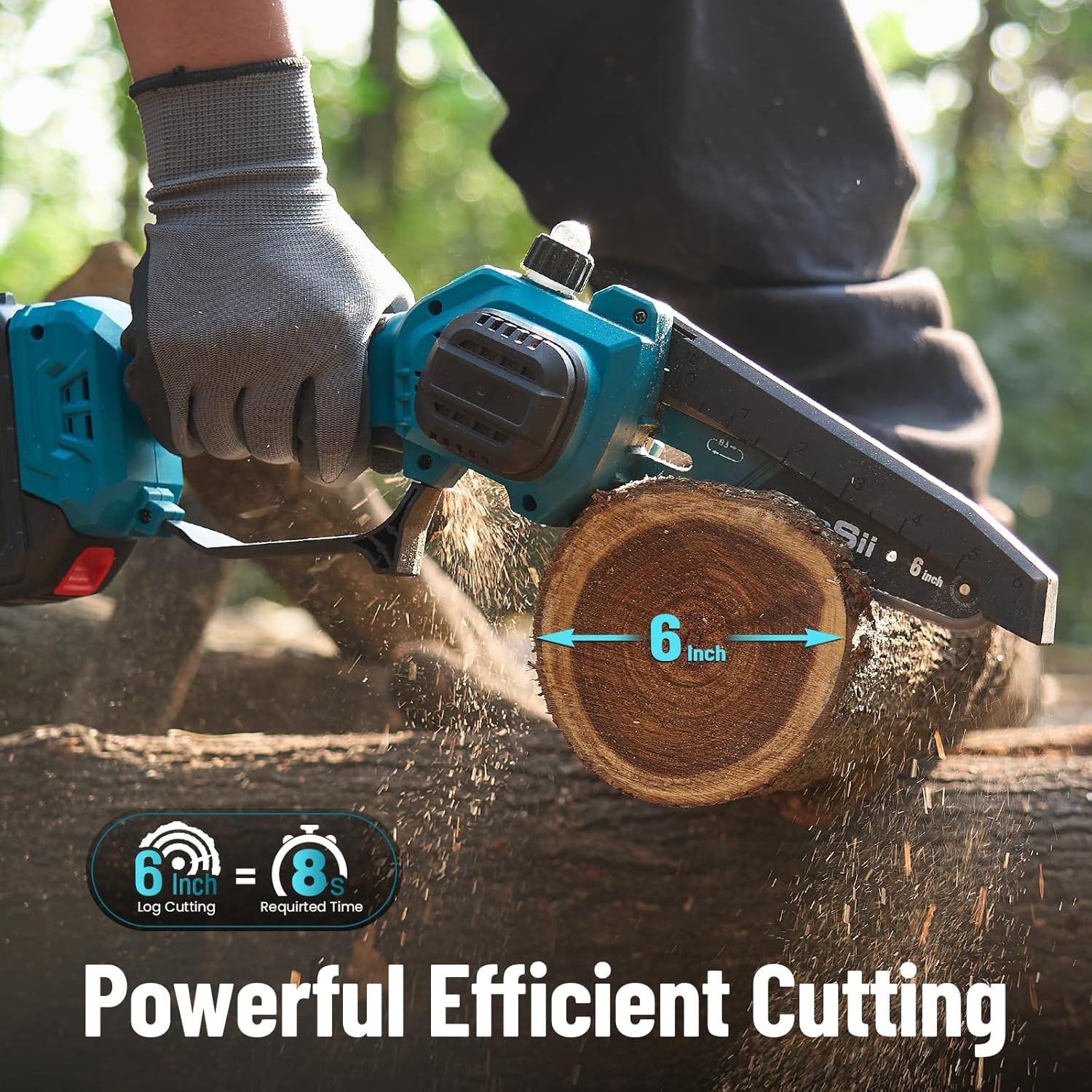 Cordless Pole Saw Trimming Pruning 16ft Reach 6" mini Chainsaw Cutter 2xBattery