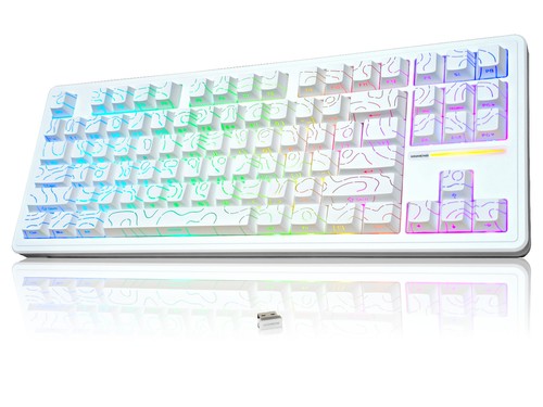Wireless Mechanical Gaming Keyboard Linear RGB Backlit 75% TKL Bluetooth USB-C - Picture 1 of 11