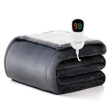  Heated Blanket Electric Throw - 50"x60" Heating 50 Inch x 60 Inch Light Grey
