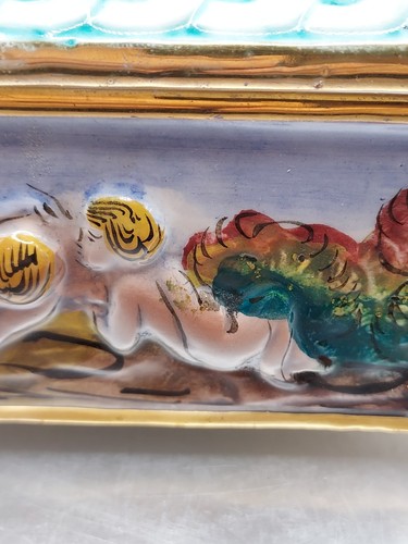 Capodimonte Porcelain HandPainted Raised Relief Lid Box Cherubs Italy 4067 Vtg - Picture 4 of 14