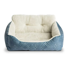 Small Plush Dog Bed with Bolster Washable Pet Bed for Dogs  Cats 21x17