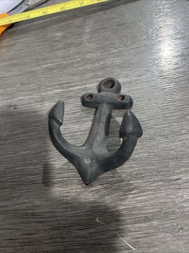 3 Cast Iron Anchor Wall Towel Hat Coat Hooks Rustic Nautical Ocean Beach Boat - Picture 3 of 3
