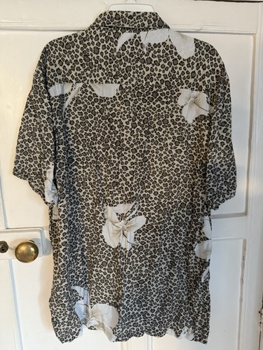 All Saints Mens Shirt Small Brown Kuhi Leopard Animal Print Hawaiian Tropical - Bild 2 von 3
