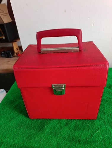 Vintage Record Carry Storage Case Box Vinyl 70er 7" Singles Retro rot