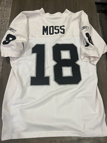 Vintage Reebok Oakland Raiders Randy Moss Stitched White Jersey #18 Size 50 - Picture 2 of 2