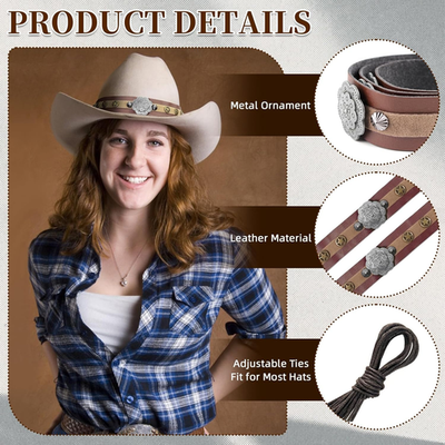 Cowboy Hat Bands for Men Women,Braided Hatbands Belt for  display picture 3