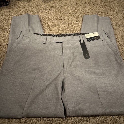 Neu Louis Raphael Herren 40 x 32 Hose grau 100 % Wolle moderne Passform flache Vorderseite neu mit Etikett - Bild 1 von 6