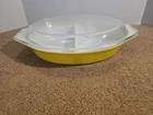Vintage Pyrex 1.5 Quart Harvest Gold Yellow Divided Casserole Dish USA
