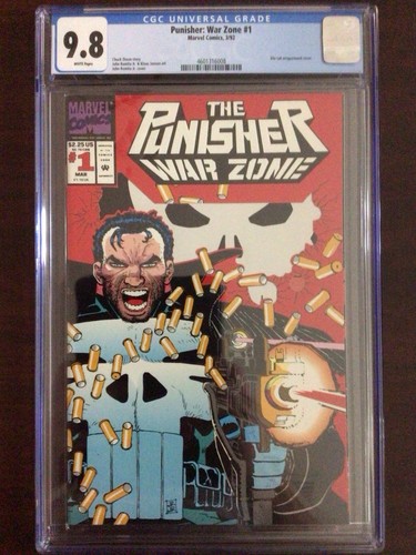 CGC 9.8 Punisher War Zone 1 Die Cut Cover John Romita Jr White Pages