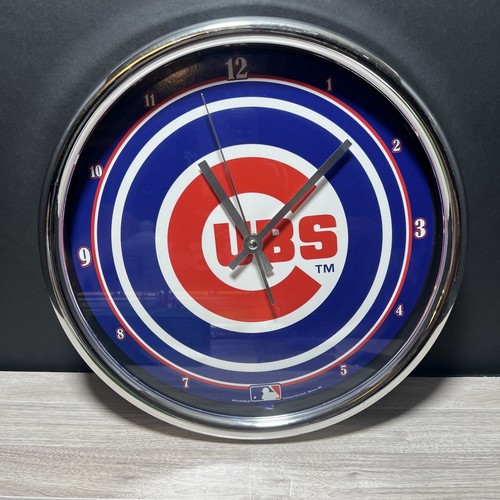 Chicago Cubs Wall Clock With Sweep Seconds Hand ~ Used Works Great WinCraft