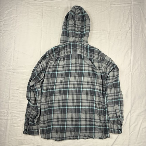 Quicksilver Mens Hooded Flannel Shirt Jacket Sz M Gray Plaid Button Up Pockets - Picture 8 of 8
