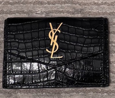 Saint Laurent YSL Uptown Kartenetui Leder Kroko-Optik wie neu, einmal getragen