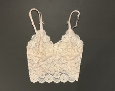 Vintage Cabernet Sheer Pink Lace Mesh Cami S Cropped Bows Adj. Straps Coquette