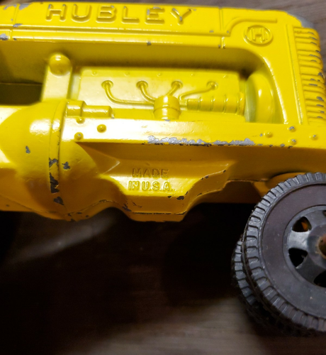Hubley Kiddie Toy Vintage Farm Tractor Die Cast Yellow USA 5-1/2 " - Picture 5 of 7