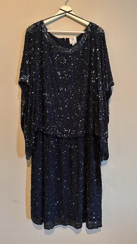 NWT PATRA SEQUIN BEADED WOMEN DRESS 3/4 Sleeve Silk Party Plus 24W Evening Gown - Picture 13 of 22