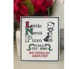 Little Neros Pizza Home Alone Sign Holiday Display Wall Art Funny