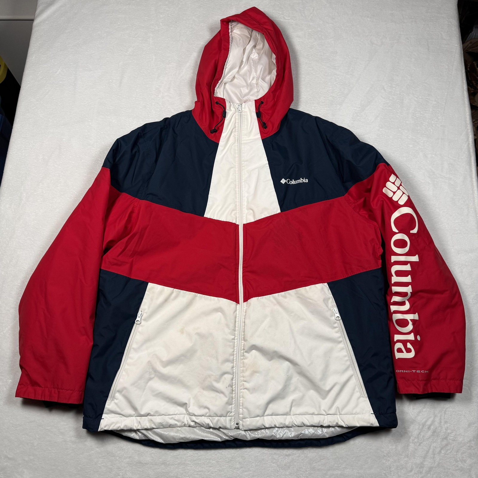 Columbia Jacket Mens 2XL Navy Omni-Tech Omni-Heat Hooded Full Zip Ski XM1522 thumbnail 2