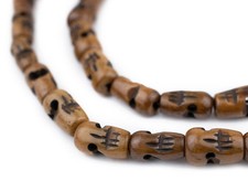 Dark Brown Carved Bone Skull Mala Beads 15x9mmLong Strand Nepal Large Hole