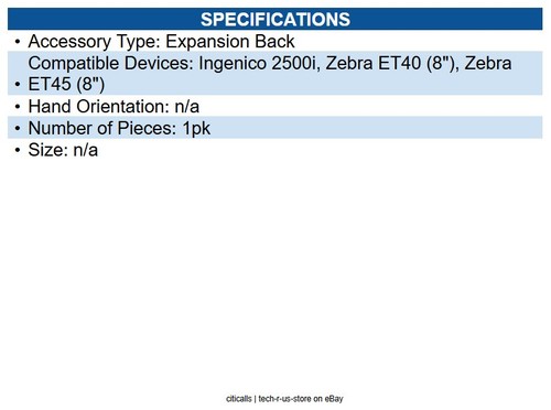 Zebra ZBK-ET4X-8PAY2500I1-01 Payment Back for Ingenico Link 2500i - Picture 2 of 4