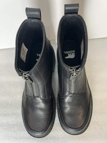 Sorel Joan Now Reißverschluss wasserdichte Leder Stiefeletten schwarz Größe 6,5 - Bild 5 von 11
