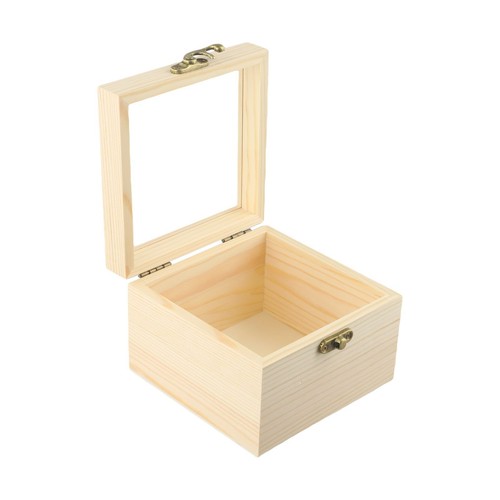 En Bois Carré à Charnière Rangement Boîtes Artisanat Cadeau Récipient Poussière - Bild 10 von 58