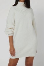 Guess Women's Ivory Katie Turtleneck Long-Sleeve Sweater Dress Size XL