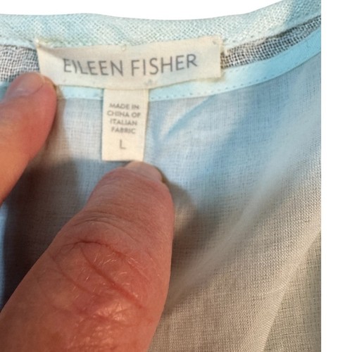 Vestido Eileen Fisher 100 % lino azul ombre sin mangas verano informal para mujer talla L - Imagen 5 de 8