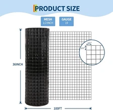  Hardware Cloth 36" 48" x 50'/100' Wire Mesh Roll Chicken Wire Fence 1/2" 19 Ga