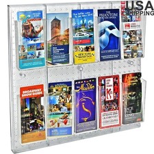 Clear Acrylic Pegboard Brochure Holder 5 Pocket Organizer Wall Display New