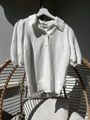 Weicher Pullover im Polo-Stil Weiß b.young Größe S 