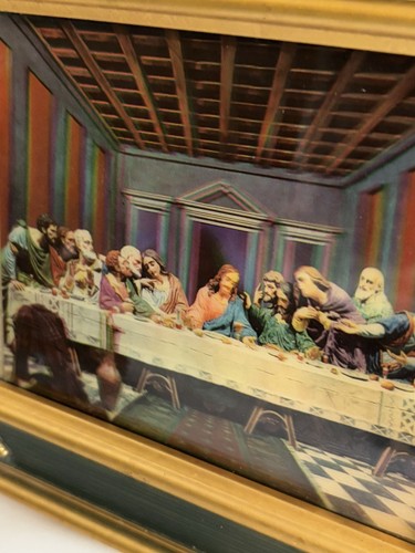 "Última Cena 3D Cuadro Dorado Marco Decorativo Jesús De Colección Impresión Soporte O Colgar 9""x7""" - Imagen 8 de 11
