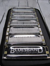 HOHNER Blues Band 7 Key Harmonica Set A-G with Travel Case - CLEAN