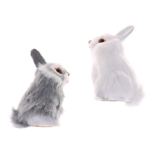 Mini Realistic Cute Plush Rabbits Fur Lifelike Animal Easter Bunny Simulation... - Bild 5 von 10