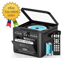 Boombox CD and Cassette Player Combo, 5000mAh Rechargable CD Player Boombox wit