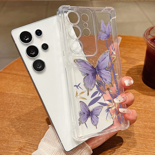Butterfly Flowers Clear Case For Samsung S25 Edge S24 FE S23 Ultra A17 A56 Cover - Picture 2 of 15