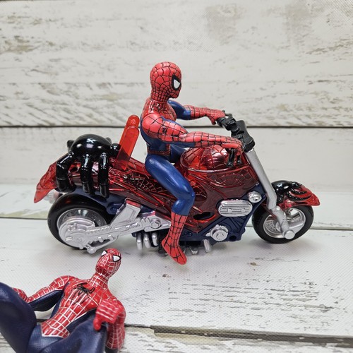 ToyBiz Marvel Spider-Man Web Cycle Motorcycle With 2 Figures 1998 5" Figure Read - Picture 18 of 21
