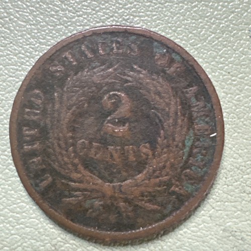 1870 TWO CENT PIECE 2¢ Details - Corrosion - Picture 7 of 9