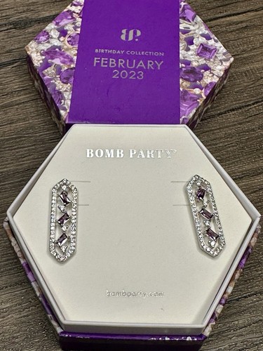 Bomb Party February Birthday Earrings - Dark Amethyst CZ - RBP5763
