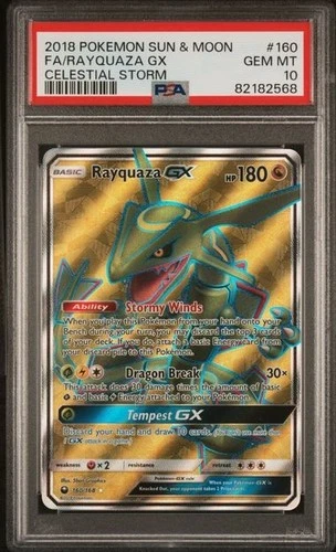 Pokemon Rayquaza GX Celestial Storm Full Art #160 PSA 10 Gem Mint