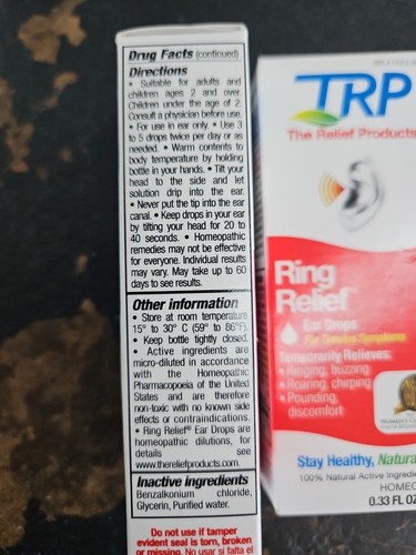 2 Bottles TRP NATURAL EARS RING RELIEF TINNITUS 0.33 oz Ear Drops - Picture 5 of 6